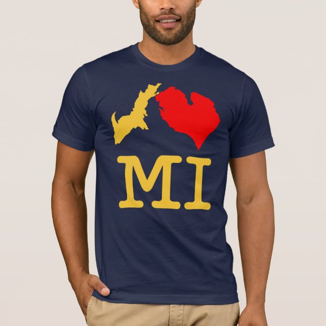 Mig maize och blått för ♥MI (I-hjärta Michigan) Tee Shirt (Framsida)