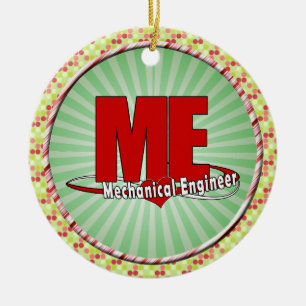 MIG MEKANISK INGENJÖR FÖR STOR RÖD LOGOTYP JULGRANSPRYDNAD KERAMIK