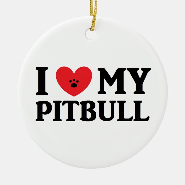 Mig ♥ min Pitbull prydnad Julgransprydnad Keramik (Framsidan)