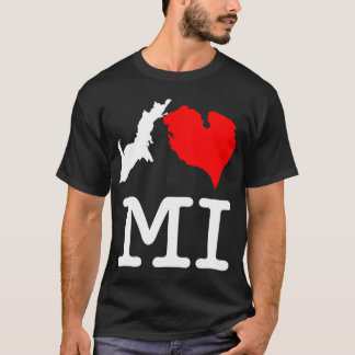 Mig mörk för ♥MI (I-hjärta Michigan), stort tryck Tee