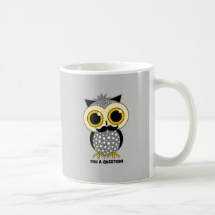 Mig mustasch dig en ifrågasättauggla kaffemugg