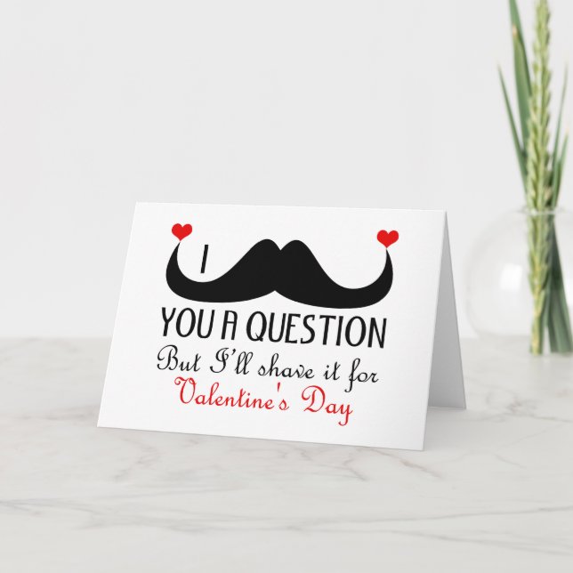 Mig mustasch dig en ifrågasättavalentin dag helgkort (Framsida)