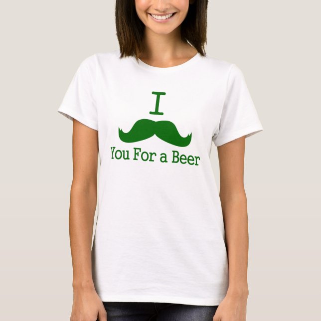 mig mustasch dig för en öl tee shirt (Framsida)