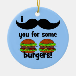Mig mustasch dig för några hamburgare! julgransprydnad keramik