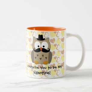 Mig mustasch dig som är min valentin Två-Tonad mugg
