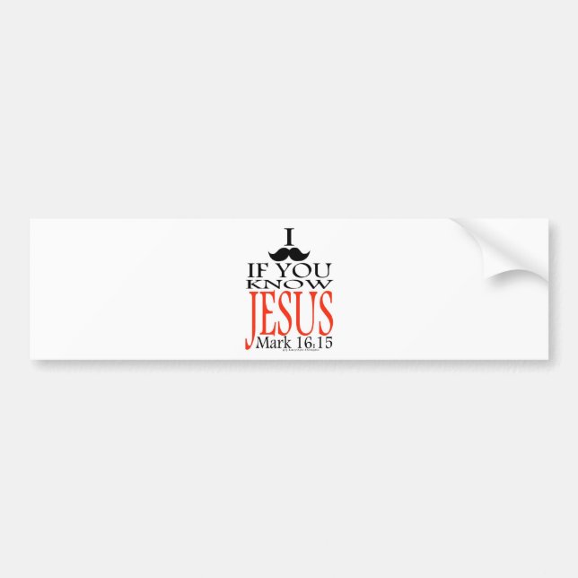 Mig mustasch, om du vet Jesus Bildekal (Framsidan)