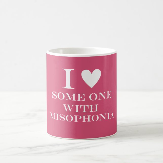 Mig ♥ någon med den Misophonia muggen - rosa Kaffemugg (Center)