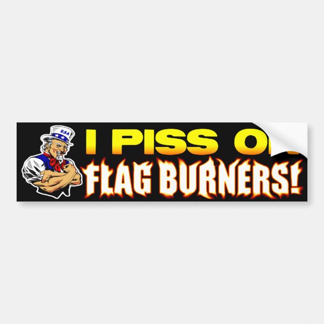 Mig P*ss på flaggagasbrännare! Bildekal (Framsidan)