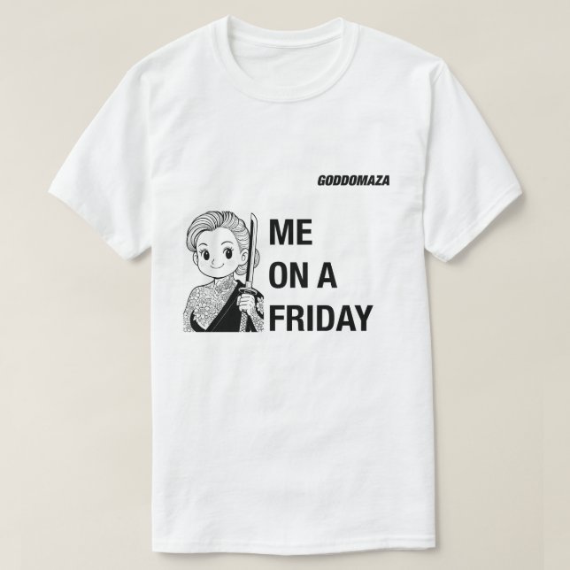 MIG PÅ EN FREDAG VS MIG MÅNDAGS BW T SHIRT (Design framsida)