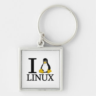 Mig pingvinLinux 2 Fyrkantig Silverfärgad Nyckelring