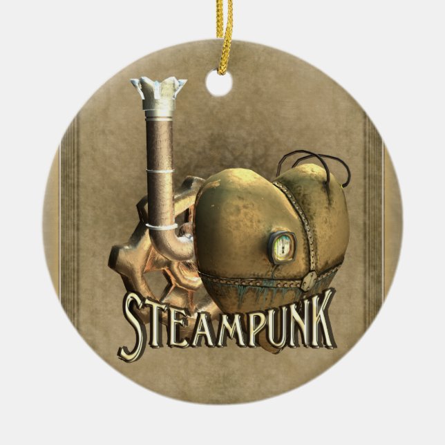 Mig prydnad för hjärtaSteampunk personlig Julgransprydnad Keramik (Framsidan)