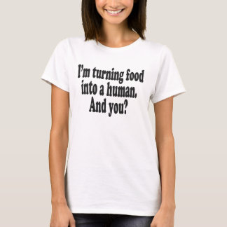 Mig roterande mat för förmiddag in i en människa. tee shirt