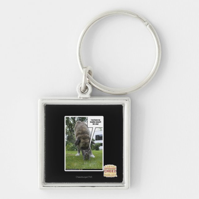 Mig sezlämnor min ensamma brudder fyrkantig silverfärgad nyckelring (Framsidan)