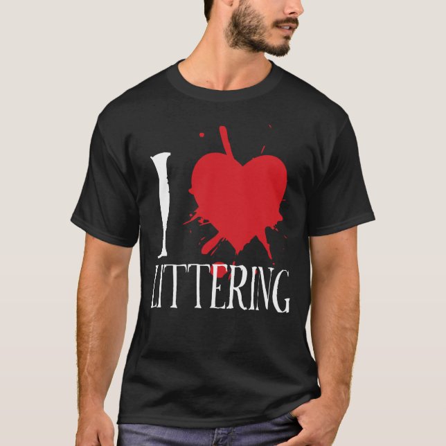 mig skräpa ner för hjärta t-shirt (Framsida)