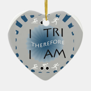 Mig som är tri därför mig förmiddagTriathlon Julgransprydnad Keramik