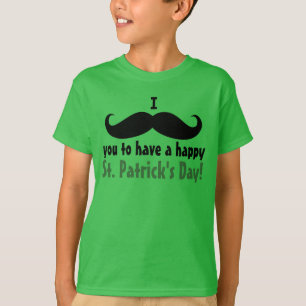 Mig Sts Patrick för mustasch dig lycklig skjorta Tee