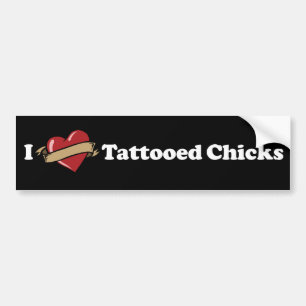 Mig tatuerad chickbildekal för hjärta (kärlek) bildekal