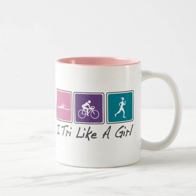 mig tri något liknande en flicka (Triathlete) Två-Tonad Mugg (Höger)