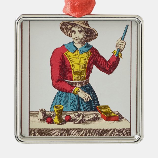 Mig trollkarlen, sju tarotkort julgransprydnad metall (Framsidan)