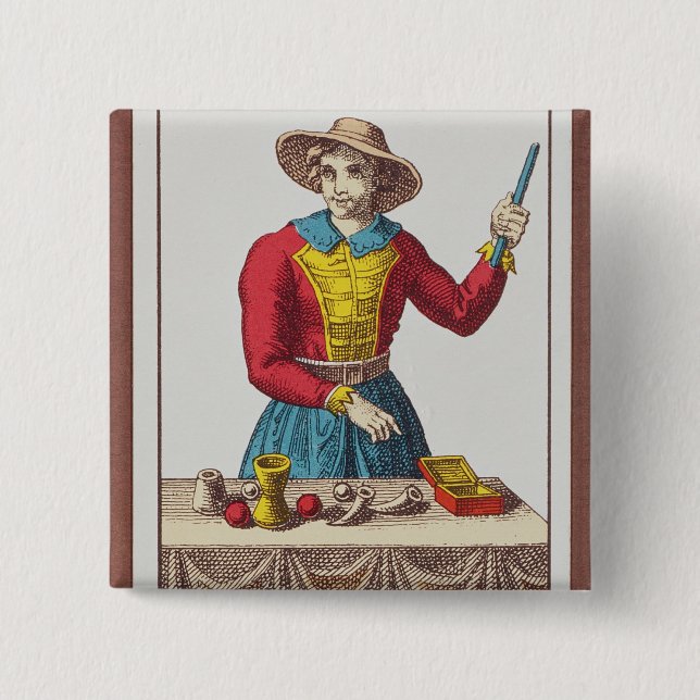 Mig trollkarlen, sju tarotkort knapp (Framsida)