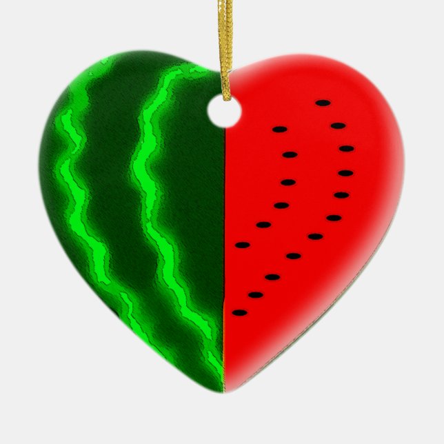 Mig vattenmelon (för hjärta) julgransprydnad keramik (Framsidan)