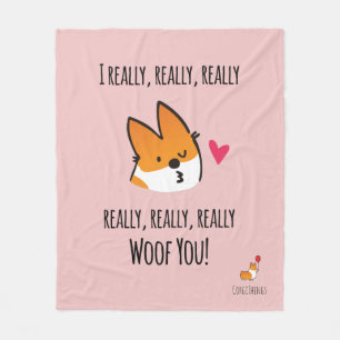 Mig Woof dig Corgiullfilt Fleecefilt