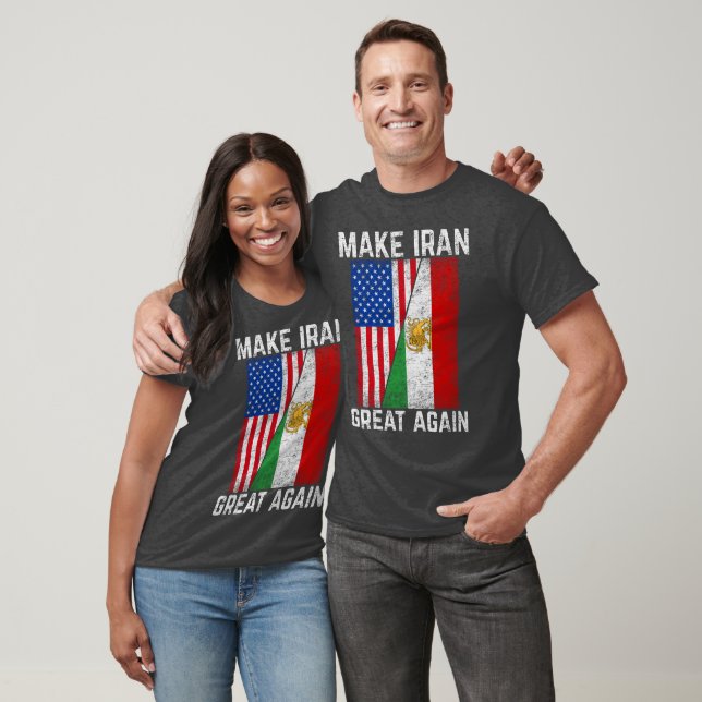 MIGA Gör Iran Stort Igen Lejon och Sol Iran Flagga T Shirt (Unisex)