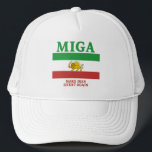 MIGA Hat – Make Iran Great Again Cap. Keps<br><div class="desc">Stand out in style with our 'Make Iran Great Again' (MIGA) trucker hat! This cap features a vibrant, high-quality printed design on the front panel, showcasing the iconic MIGA message along with the symbolic lion and sun. With its breathable mesh back and adjustable snap closure, this hat ensures a comfortable...</div>