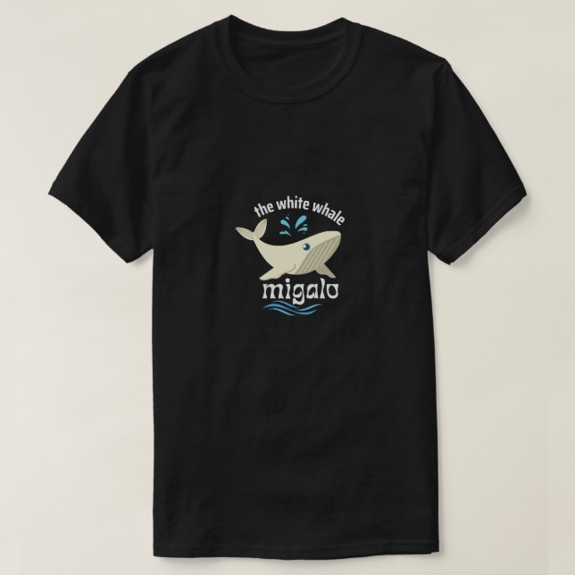 Migalo-textdesign för vit val t shirt (Design framsida)