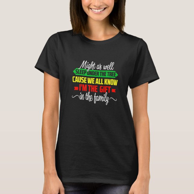 Might As Well Sleep Under The Tree Christmas Kids  T Shirt (Framsida)