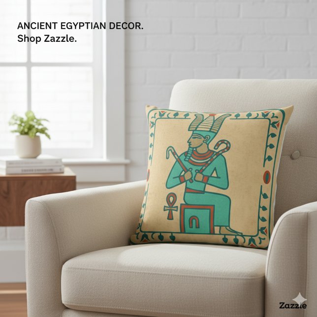 Mighty Ancient Pharaoh & Hieroglyph Art Kudde (Skapare uppladdad)