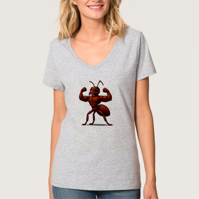 Mighty Ant - Tecknad Strong Ant Illustration T Shirt (Framsida)