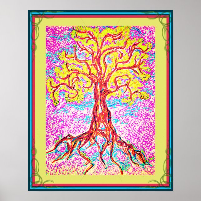 Mighty Colorful Träd Poster (Framsidan)