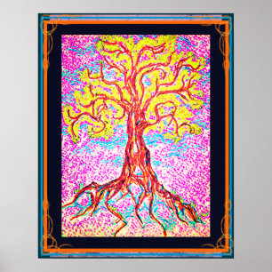 Mighty Colorful Träd Poster