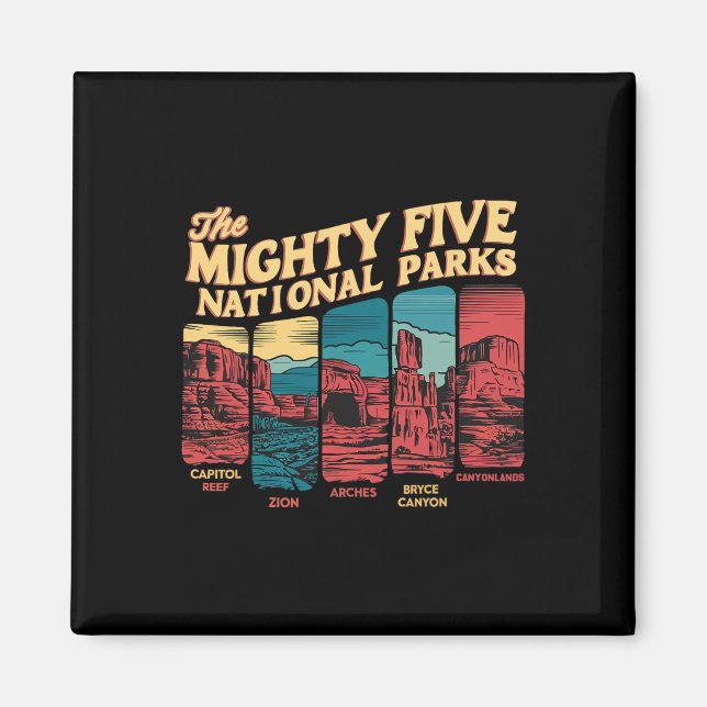 Mighty Five Big 5 Nationalparker Vandring Camping  Magnet (Framsidan)