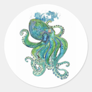 Mighty Grönt Kraken Runt Klistermärke