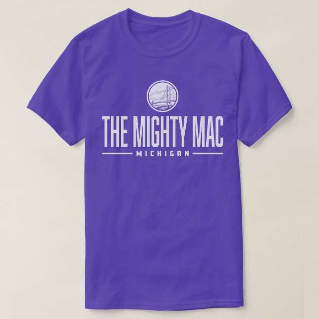 Mighty Mac Michigan Wordmark Bridge White T Shirt (Design framsida)