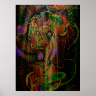 Mighty Mushroom Träd Psychedelic Art Poster