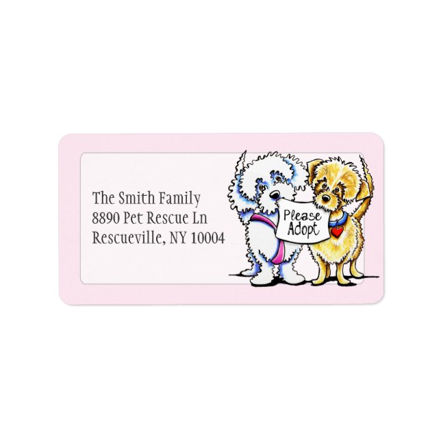Mighty Mutts, adoptera Studio Rosa Adressetikett (Framsidan)