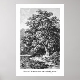 Mighty Oak Träd inspirational Black & White Poster