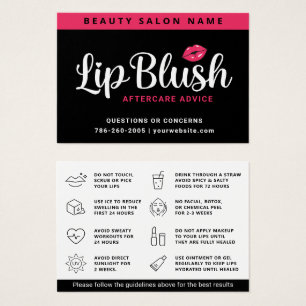 Mighty Pink Lip Blush Aftercare Advice Card Visitkort