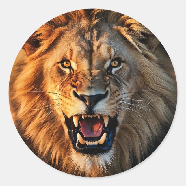 Mighty Roar Runt Klistermärke (Framsida)