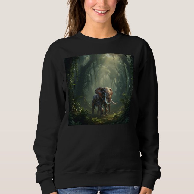 Mighty Robot Elephant in African Jungle T Shirt (Framsida)