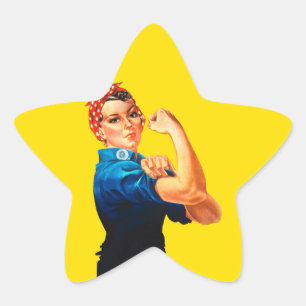 Mighty Rosie Riveter Retro Stil Stjärnformat Klistermärke