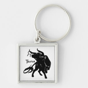 Mighty Taurus the Bull Zodiac Fyrkantig Silverfärgad Nyckelring
