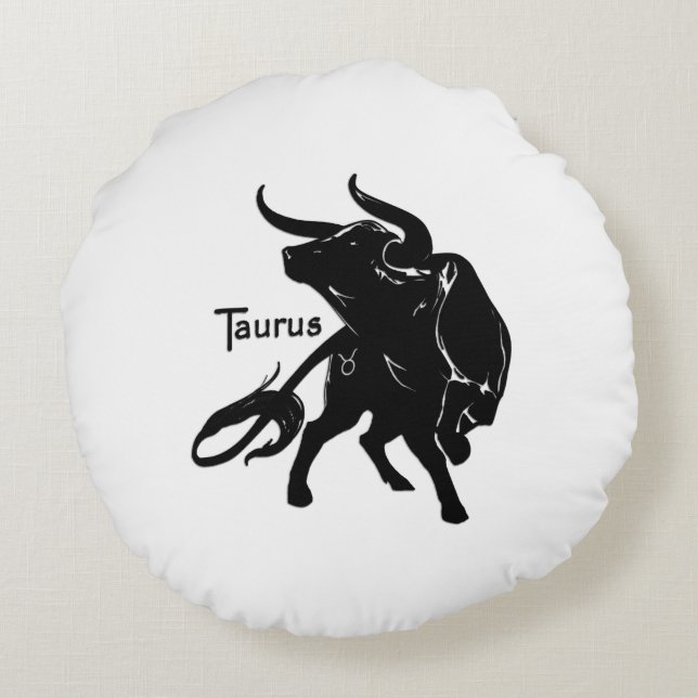 Mighty Taurus the Bull Zodiac Initial Rund Kudde (Baksidan)