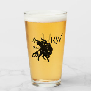 Mighty Taurus the Bull Zodiac Monogram Glaskopp