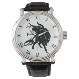 Mighty Taurus the Bull Zodiac Roman Numerals Armbandsur