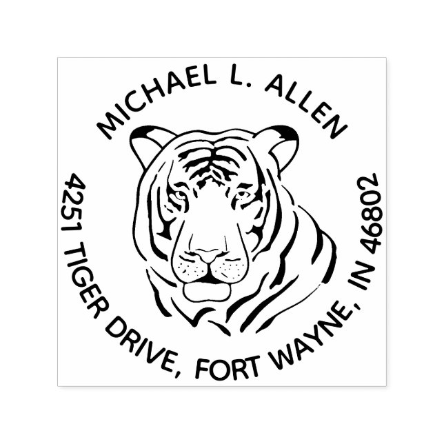 Mighty Tigers blick Rund returadress Självfärgande Stämpel (Design)