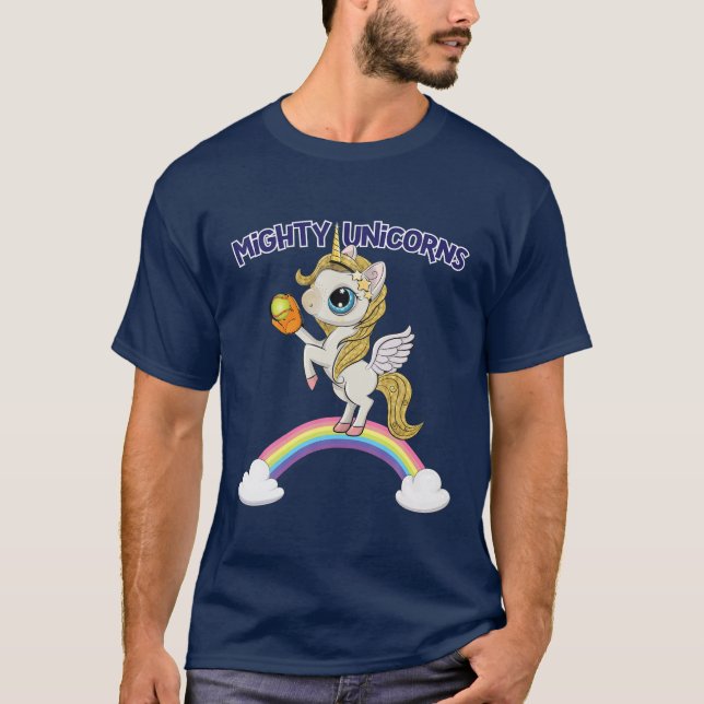 Mighty Unicorns Softball T Shirt (Framsida)